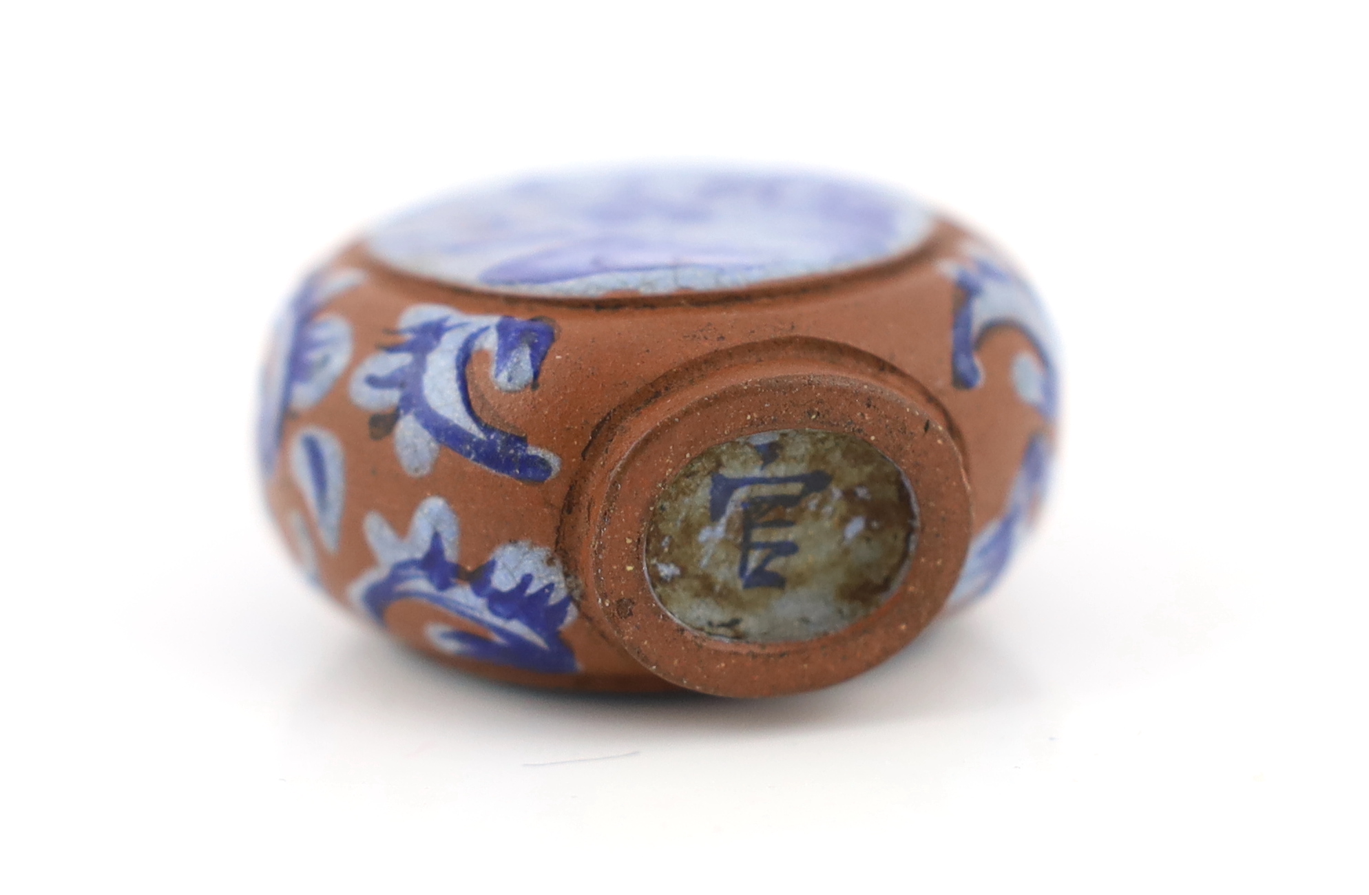 A Chinese Yixing enamelled snuff bottle, 19th century